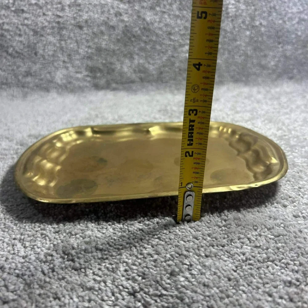 Vintage Brass Cordial Set Gold Mini Footed Cups with Scalloped Tray